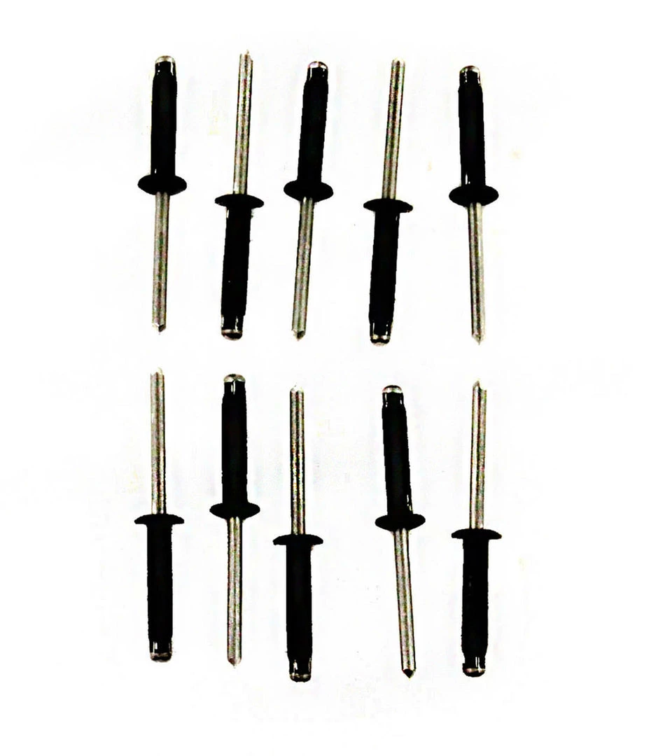 Yak Attack Tri Fold Rivet, 10 Pack, .187 Dia, .157 - .472 Grip. Aluminum, Black, Made In USA 1 Yak Attack Tri Fold Rivet, 10 Pack, .187 Dia, .157 - .472 Grip. Aluminum, Black, Made In USA